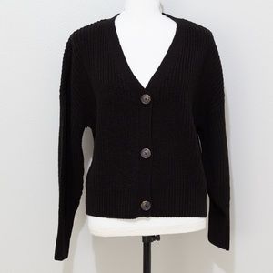 Vero Moda Womens Black V Neck Button Up Long Sleeve Cardigan Sweater Size Medium